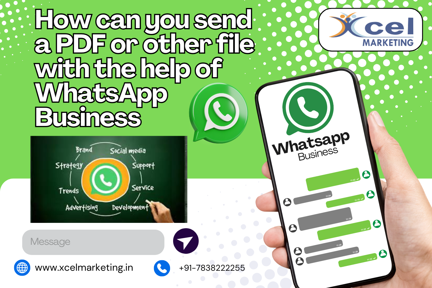 How can you send a PDF or other file with the help of WhatsApp Business?
